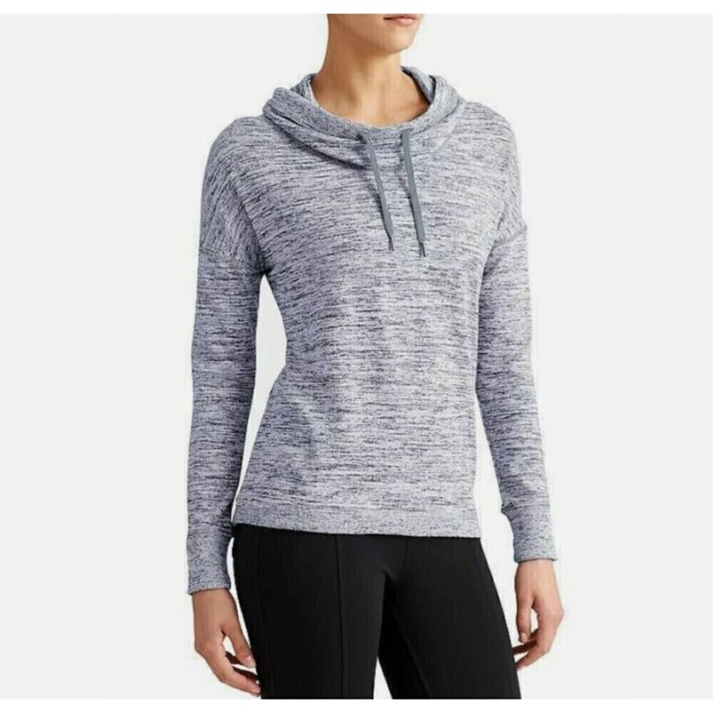 Athleta Womens Pullover Blissful Cowl Funnel Neck Top Grey Small